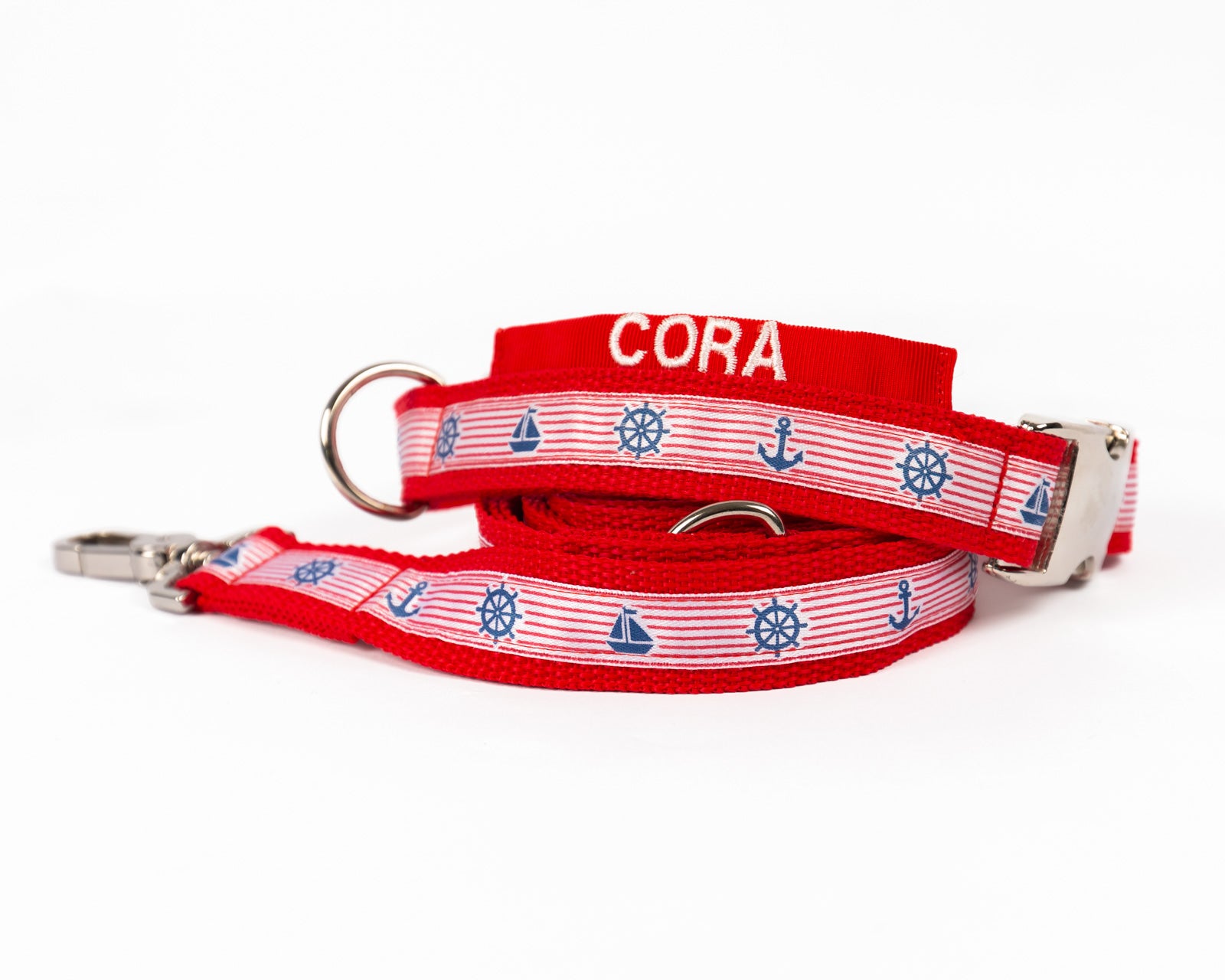 Hundeleine und Hundehalsband Modell "Cora" aus der Kollektion Maritim Style.