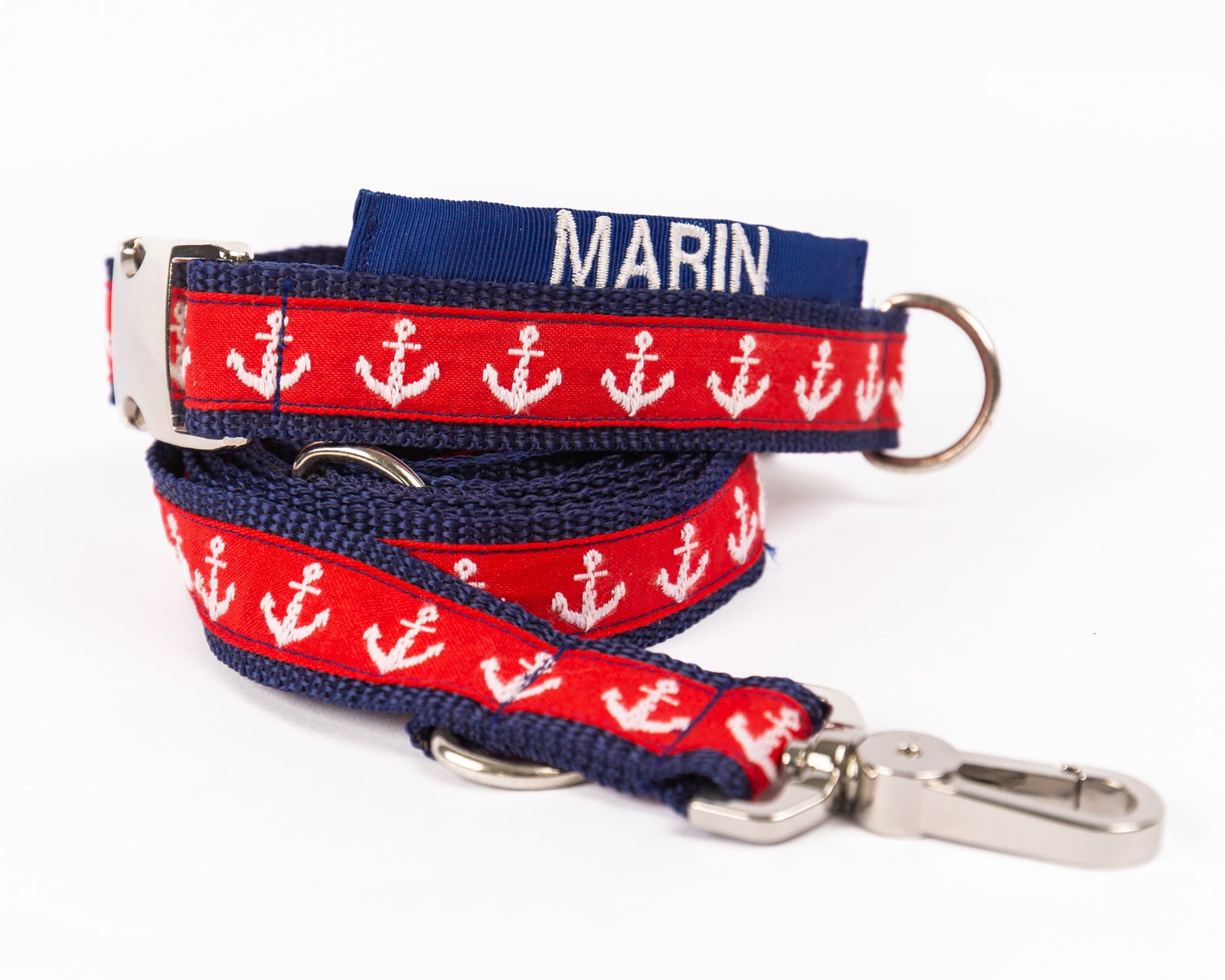 Hundeleine und Hundehalsband im Set Modell "Marin" aus der Kollektion Maritim Style.