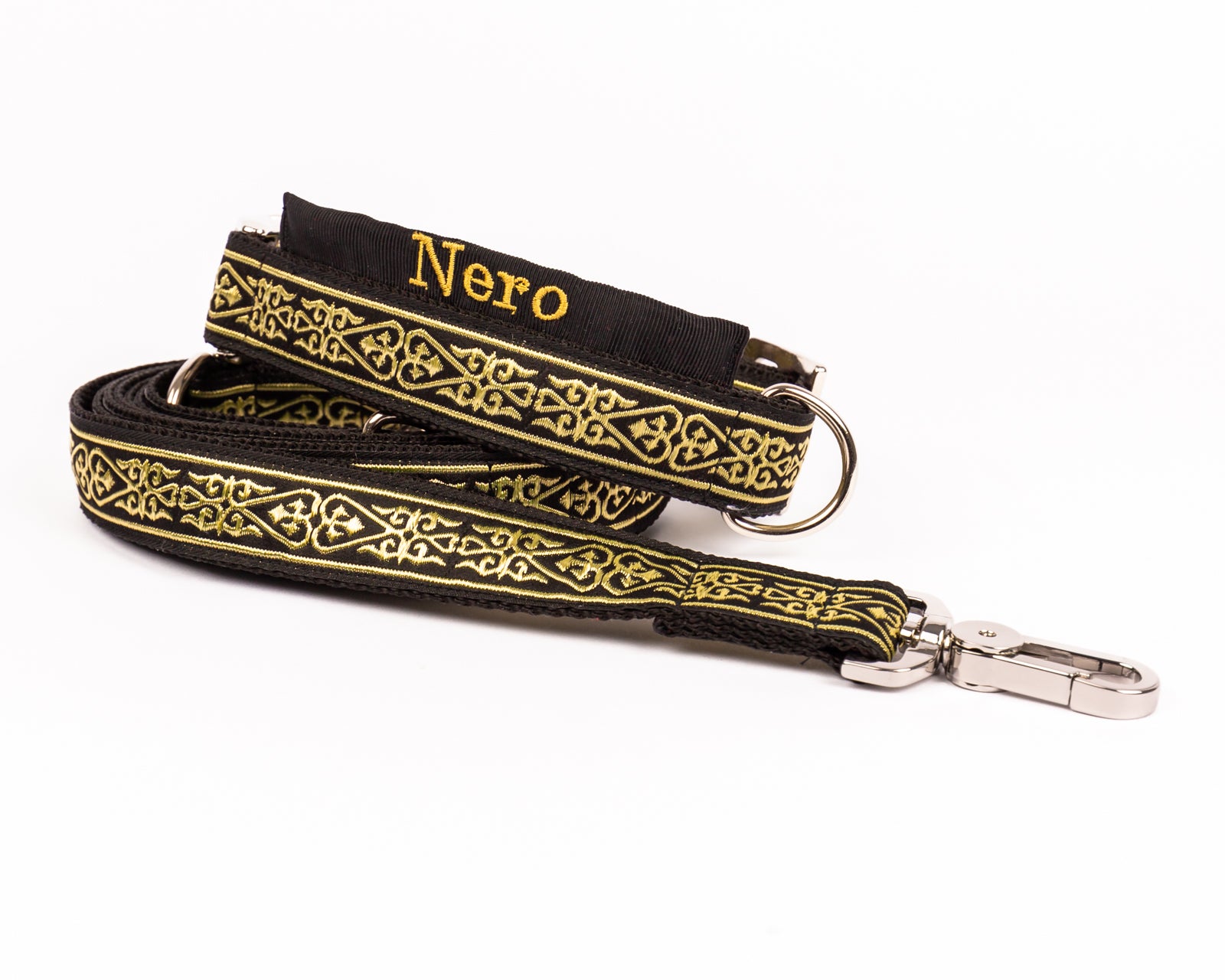 Hundeleine und Hundehalsband im Set Modell "Nero" aus der Kollektion Princess Style.