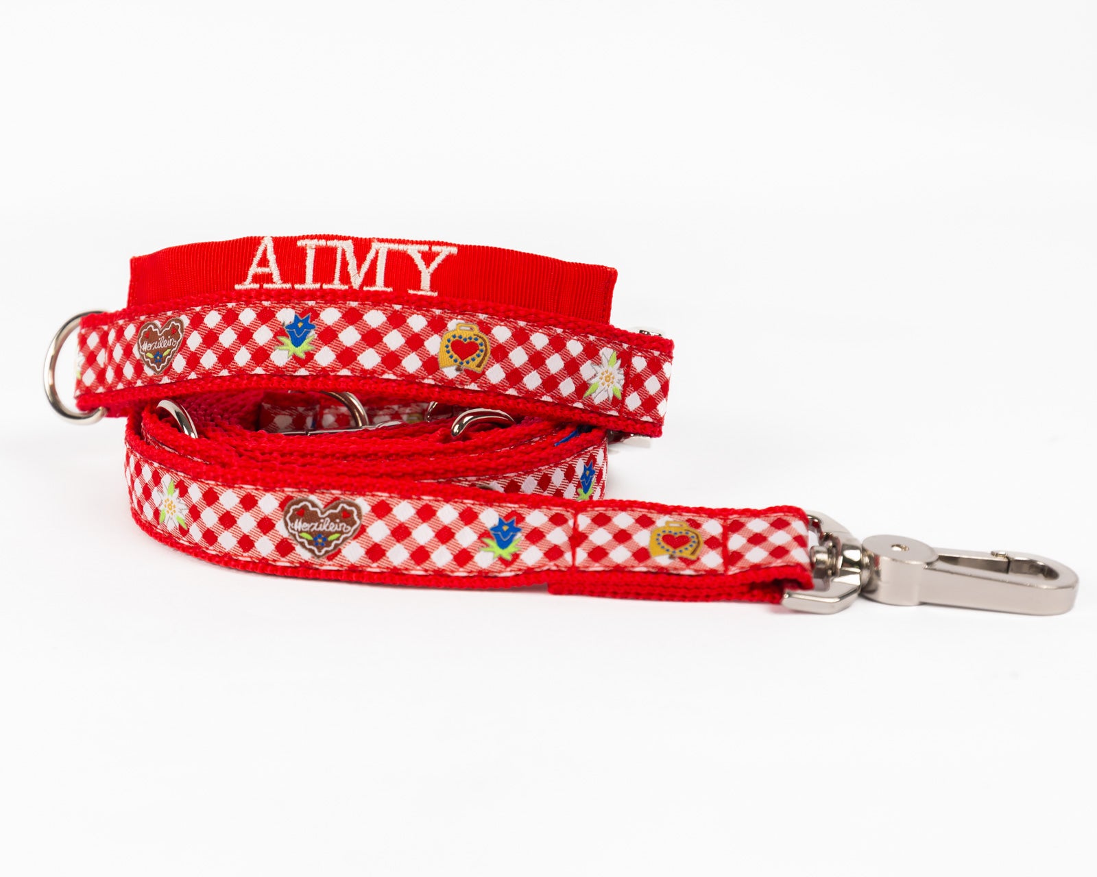 Hundeleine und Hundehalsband im Set Modell "Aimy" aus der Kollektion Herzallerleibst Style.