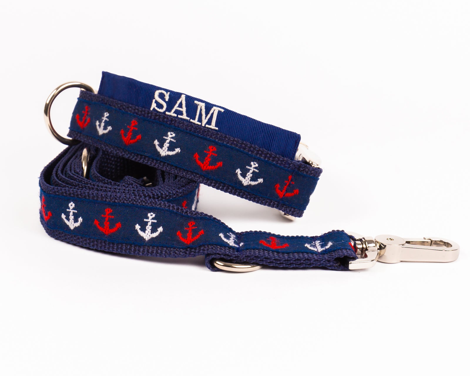 Hundeleine und Hundehalsband Modell "Sam" aus der Kollektion Maritim Style.